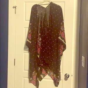 Black kimono with floral medallion pattern